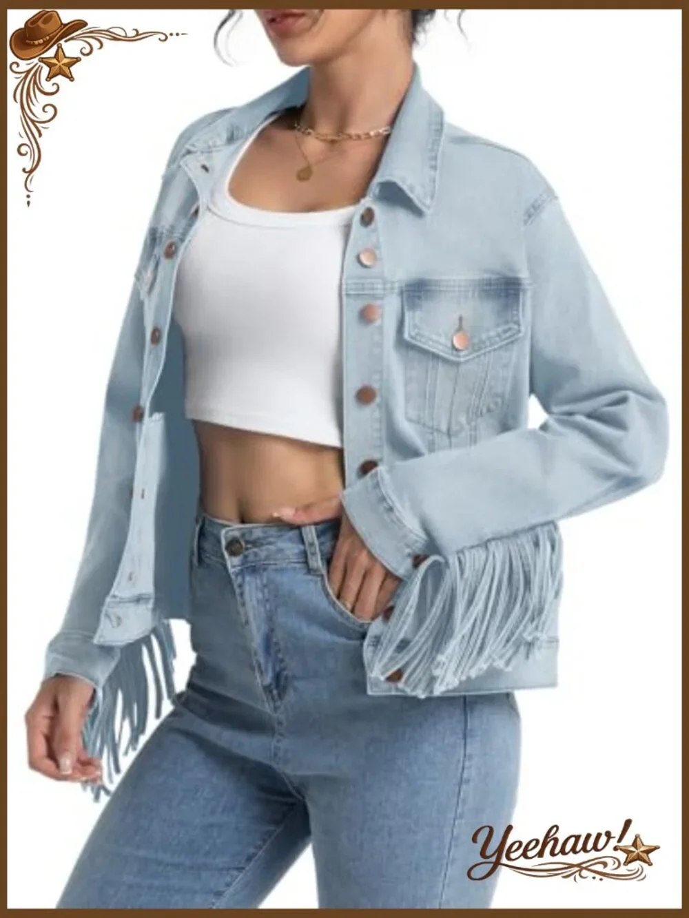 Women's Stretch Fitted Casual Vintage Denim Jacket Long Sleeve - Picture 3 of 6